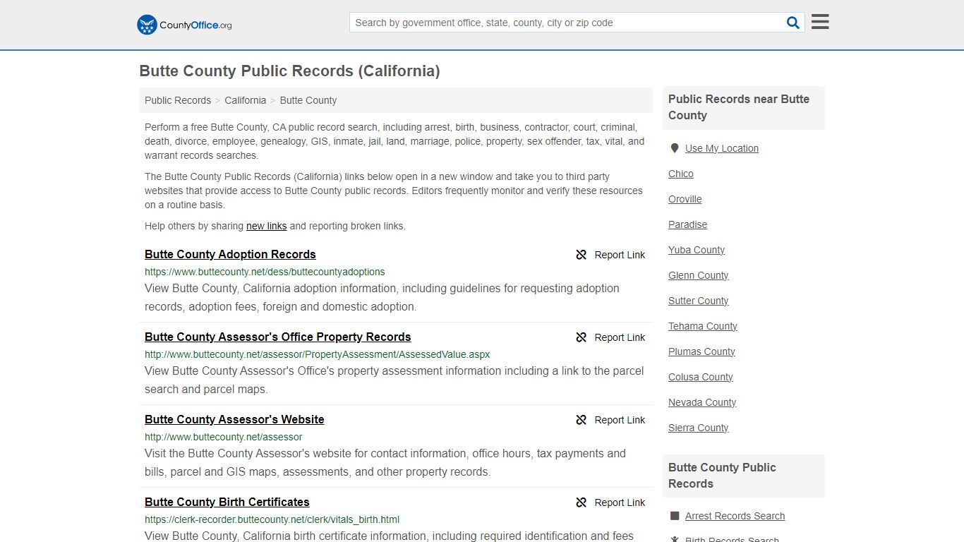 Butte County Public Records (California) - County Office